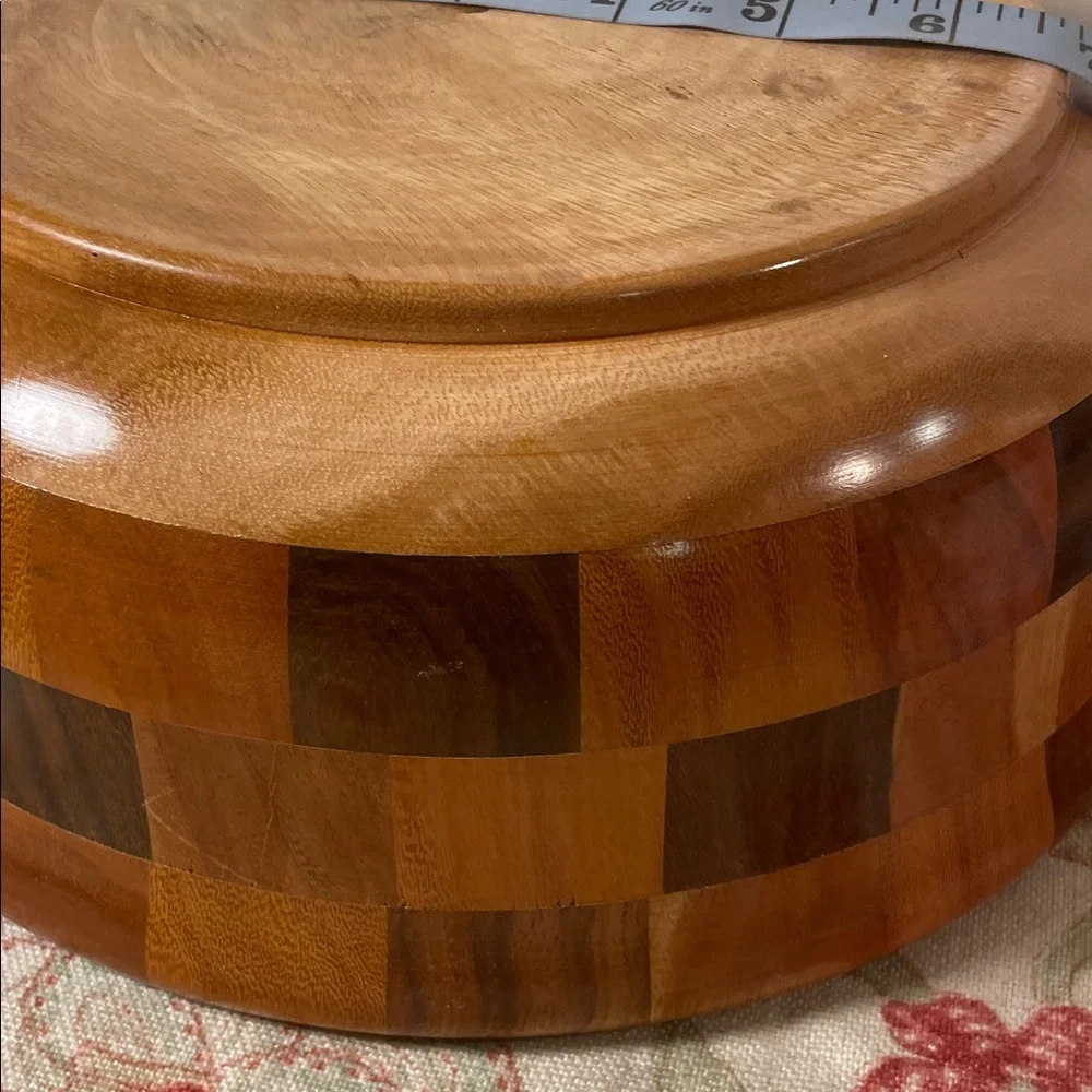 Wooden Checkered Handmade Salad Bowl 5 Piece Set